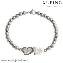 bracelete-6-xuping moda jóias de aço inoxidável, coração indiano pulseiras de contas